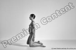 Nude Yoga poses Woman White Moving poses Slim long brown Dynamic poses Pinup